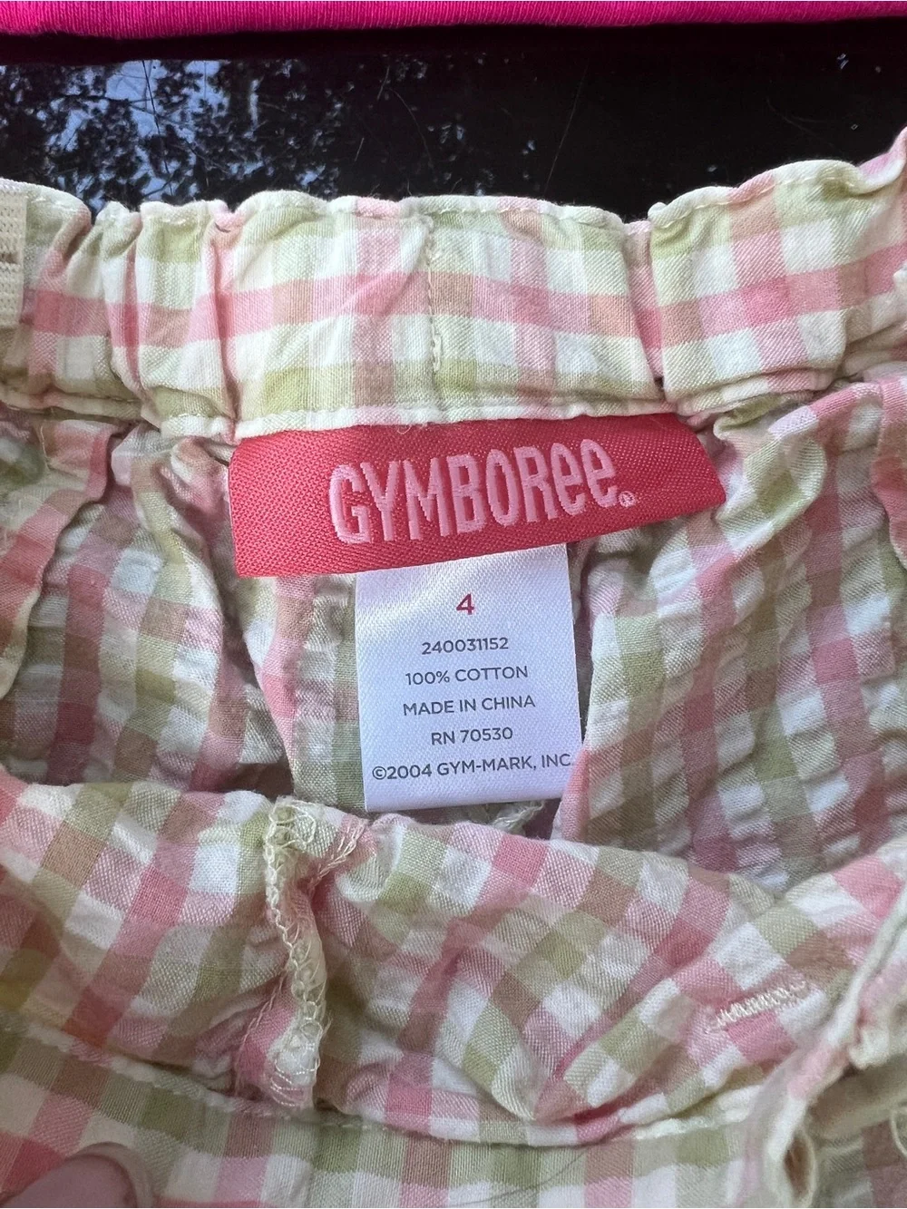 VTG Y2K Gymboree Girls Size 4 2pc Pink Top & Plaid Seersucker Pants Set Lollipop